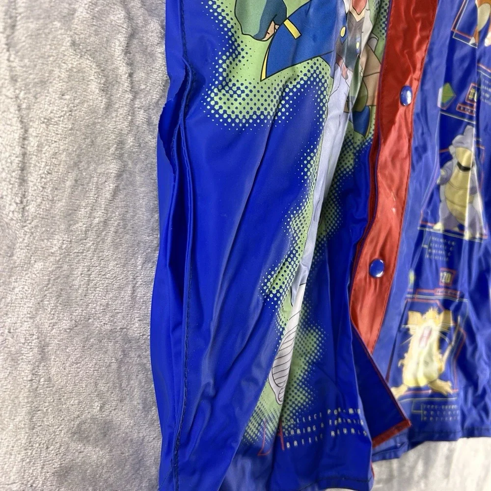 Vintage Pokemon Kids Raincoat‎ Sz 5 Rain Blue Jacket 1990's Retro Gamer READ